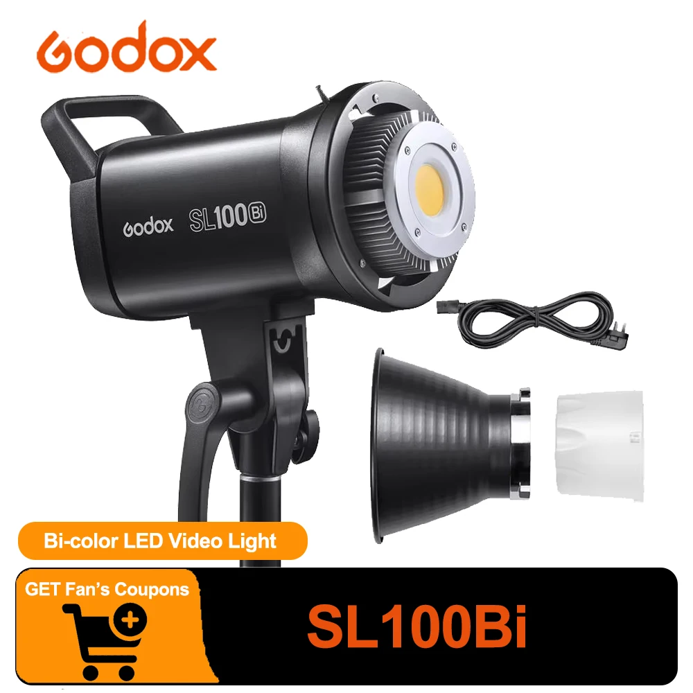 Godox SL100Bi COB Bi-color 2800-6500K Fill Lighting CRI 96+ TLCI 97+ Built-in 11 Special Effects for Filmmaking Video Creation