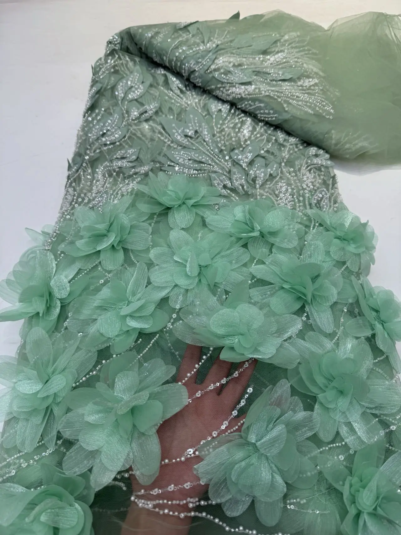 

Новое африканское нигерийское высококачественное тюлевое кружевное платье с блестками и вышивкой, французский гипюр, свадебное платье, расшитое бисером, 5 ярдов