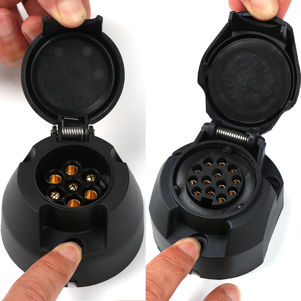 

7/13 Pin Euro Trailer Socket Car Accessories Caravans 13 Pole Tow Bar Towing Socket Plug 12V Electrical Connector Adapter