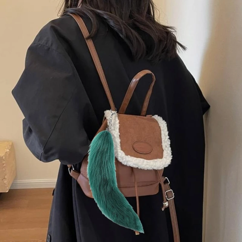 Stylish Bag Pendant Animal Tail Phone Case Adornments Fashion Keychain Soft Unisex Keyrings Colorful Key Pendants image 2