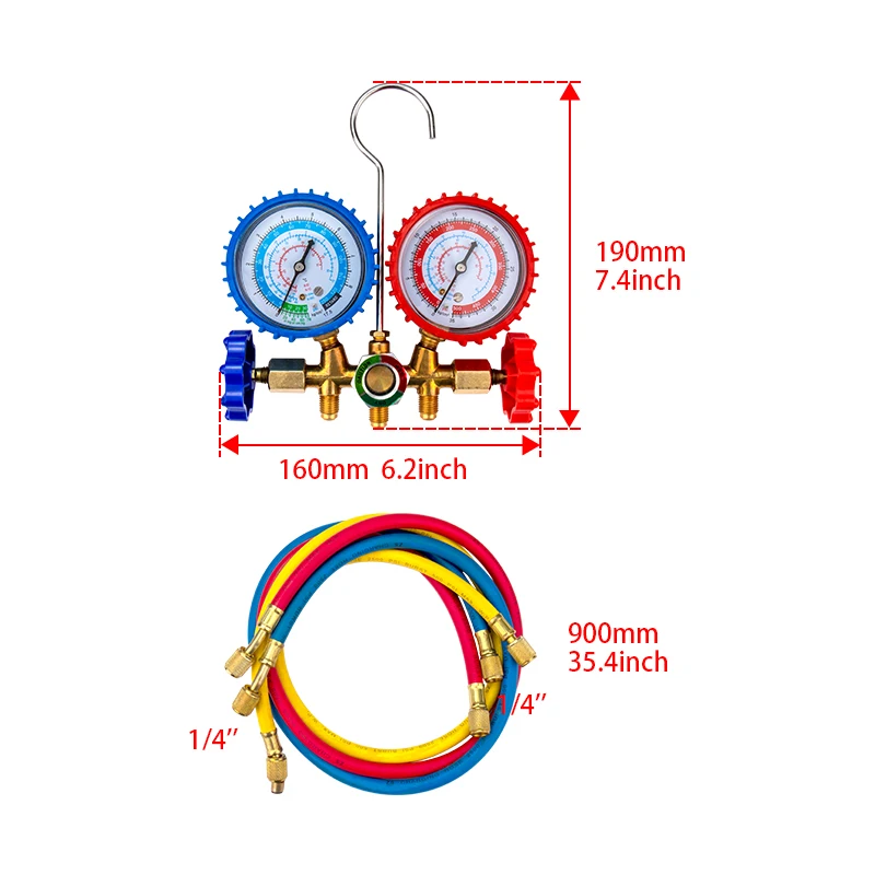 R134a R12 R22 R404a A/C Manifold Gauge Set with Hose for Household / Automobile A/C Air Conditioning Auto parts AC accessories