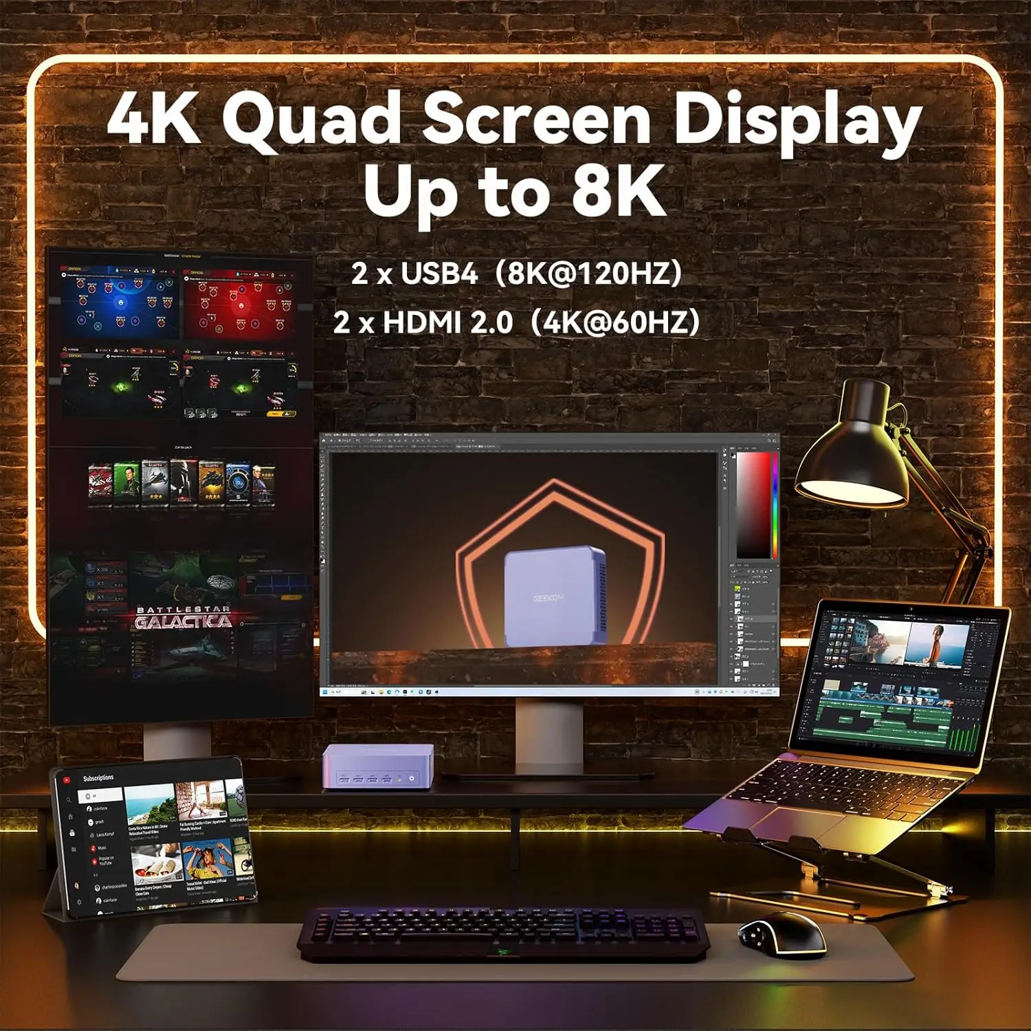 Mini PC AX8 Max, Dual 2.5G Lan AMD Ryzen 7 8745HS (Up to 4.9GHz, 3 Mode) Desktop Computers, Radeon 780M,Factory Direct Sales