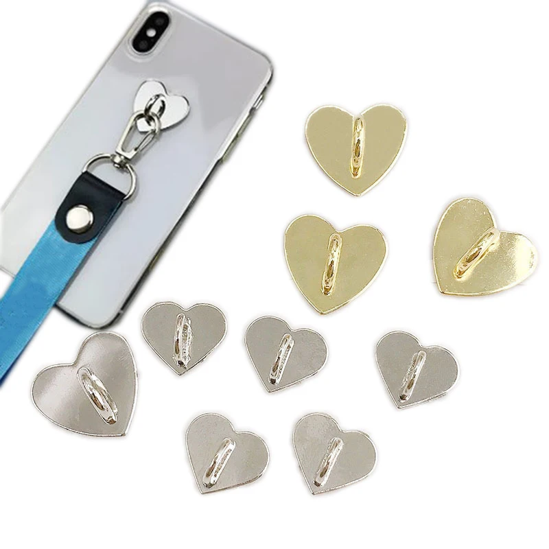 2 pezzi gancio per telefono a forma di cuore Charm Kpop Charm Stick On per custodia per telefono decorazione Grip Holder fermagli portachiavi nome