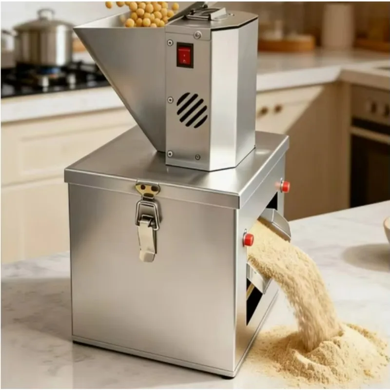 Commercial Grain Powder Grinding Machine Large Capacity Feeding Hopper Adjustable Fineness Stainless Steel Cereal Mill