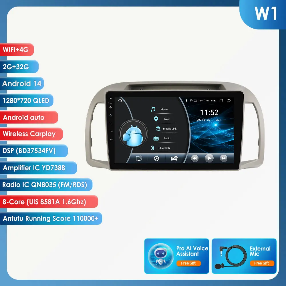 Hizpo AI Carplay Android Autoradio voor Nissan March Micra K12 2002-2010 Navigatie Auto GPS Head Unit Stereo 5G WIFI Multimedia
