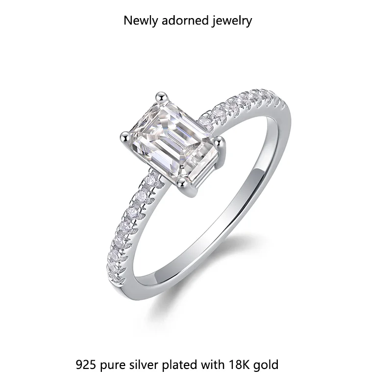 

European and American Amazon-set 1.0 carat moissanite sparkling fashion S925 silver moissanite closed-end high-end women's ring