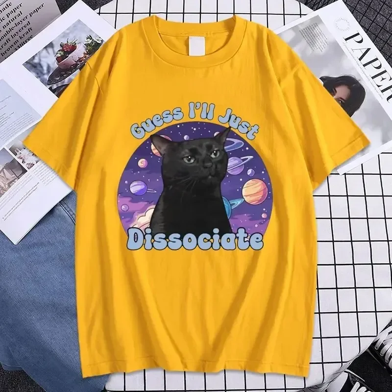 Black Cat Funny Meme Graphic Tshirt Summer Women\'s Vintage Short sleeved Tshirt Fashion Beauty Clothing T-shirt Street Clothing
