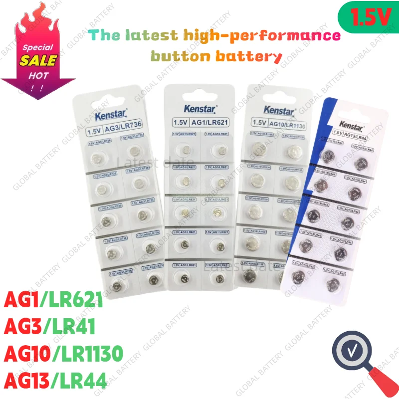 

AG13 LR44 AG10 LR1130 AG3 LR41 AG1 LR621 1.5V Alkaline Button Cell Battery High Capacity Coin Batteries for Watch Toys Remote
