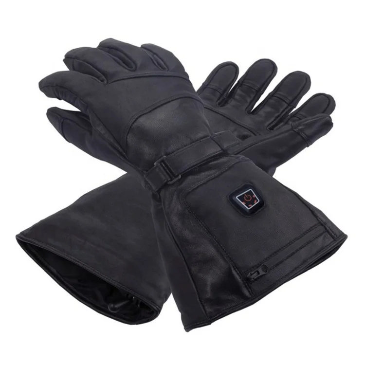 Windproof Electric Scooter Biking Cycling Winter Touch Screen Leather Gloves Motorcycle Heated Gloves