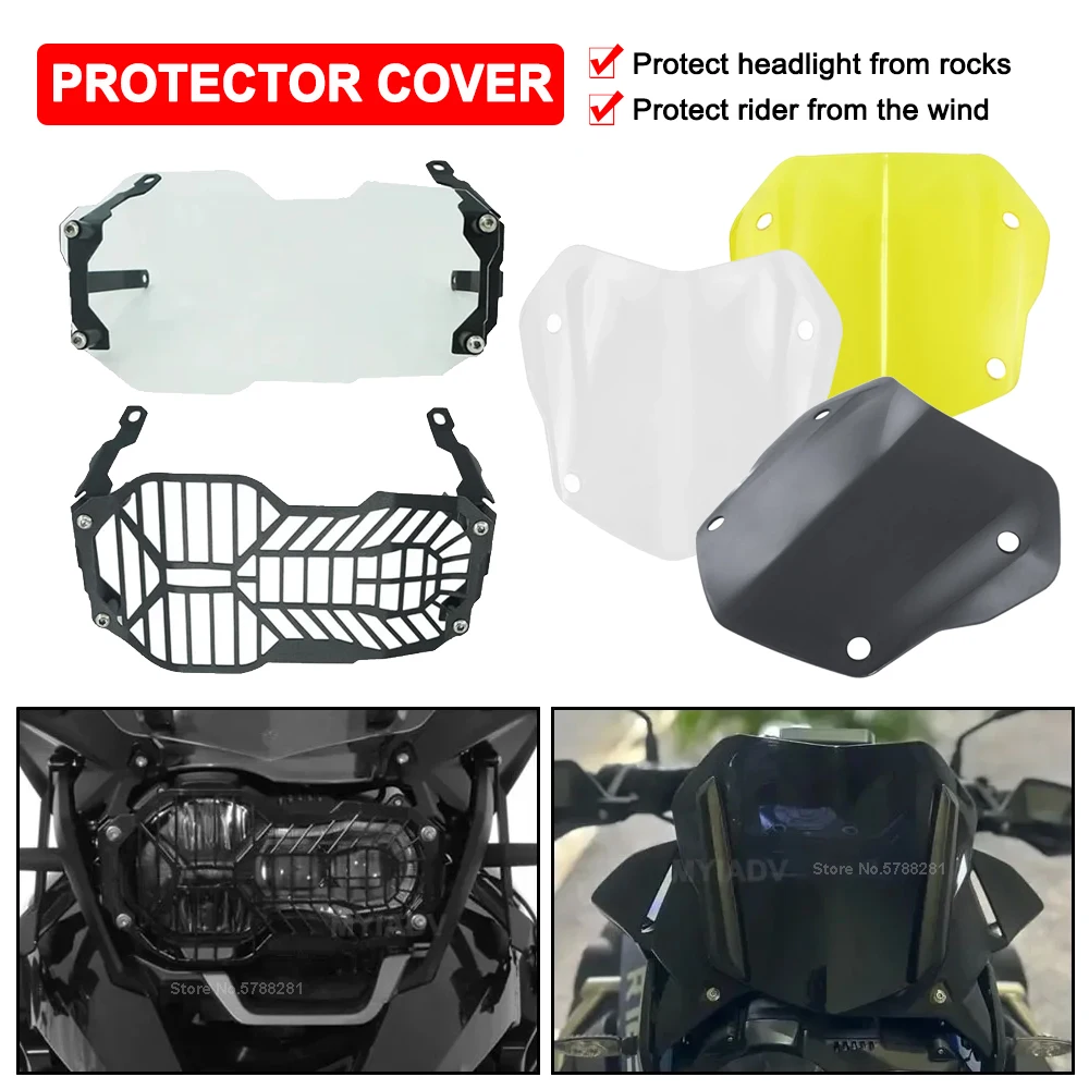 Headlight Grille Guard Protector Cover For BMW R1250GS R1200GS ADV Adventure 2014-2023 Motorcycle Sport Windscreen Windshield