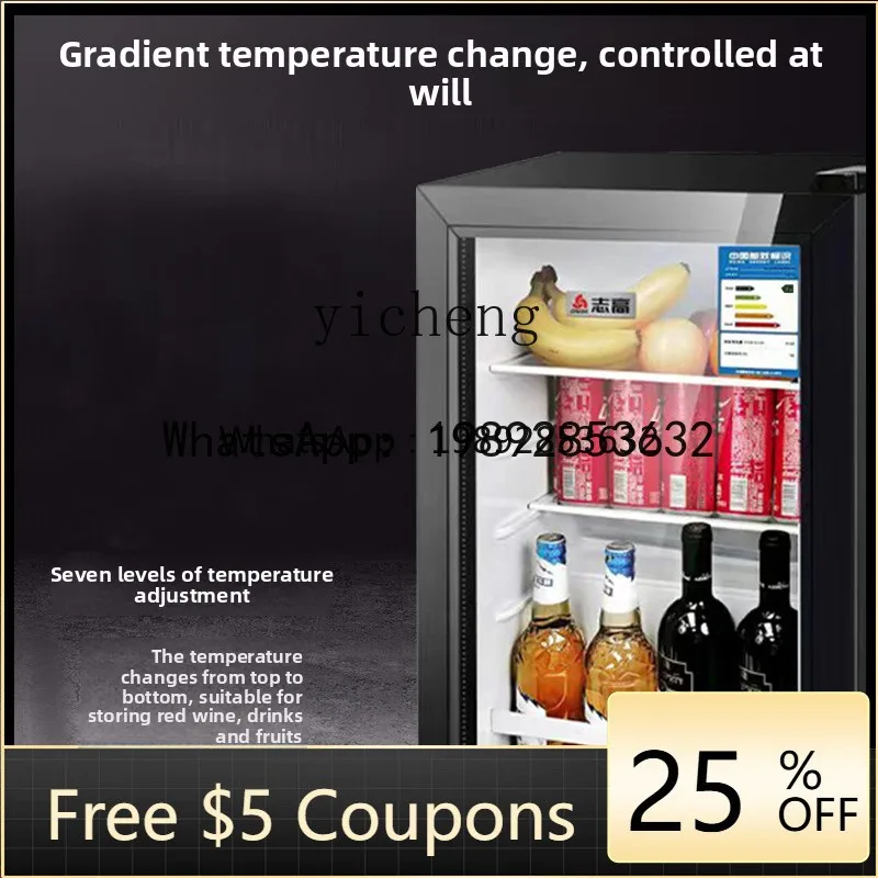 AB  110V US Standard Export Ice Bar Small Refrigerator Display Cabinet Hotel Transparent Door Refrigerated Micro Freezer Small