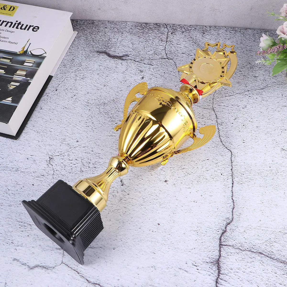 

1Pcs Elegant Gold Finish Metal Star Trophy for School Sports Day Company Incentive Program Winner Recognition Appreciation Award