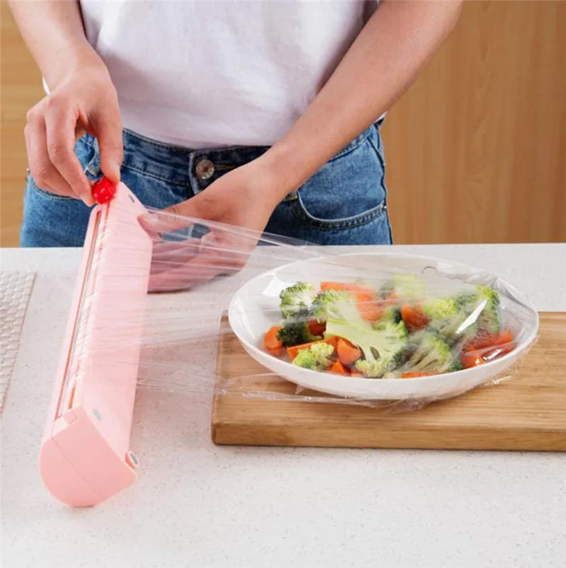 

Foil Cling Film Cutter Food Wrap Dispenser Kitchen Tool Knife Type Cling Film Cutting Box Plastic Sharp Cutter Storage Holder