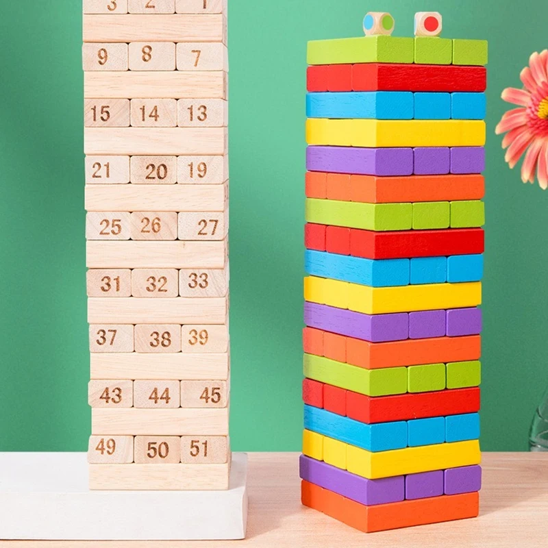 Children's Wooden Stacking High Balance Puzzle Stacking Wood Drawing Building Blocks Balance Board Game Toy