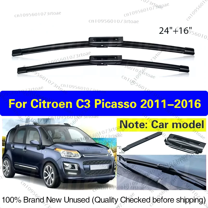 

For Citroen C3 Picasso 2011 2012 2013 2014 2015 2016 Car Wiper Blade Windshield Windscreen Front Window Car Accessories 24"+16"