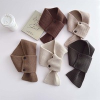 2024 Simple Kids Scarf Solid Knitted Cross Scarves for Boys Girls Baby Autumn Winter Warm Neck Cover Trendy Children Accessories