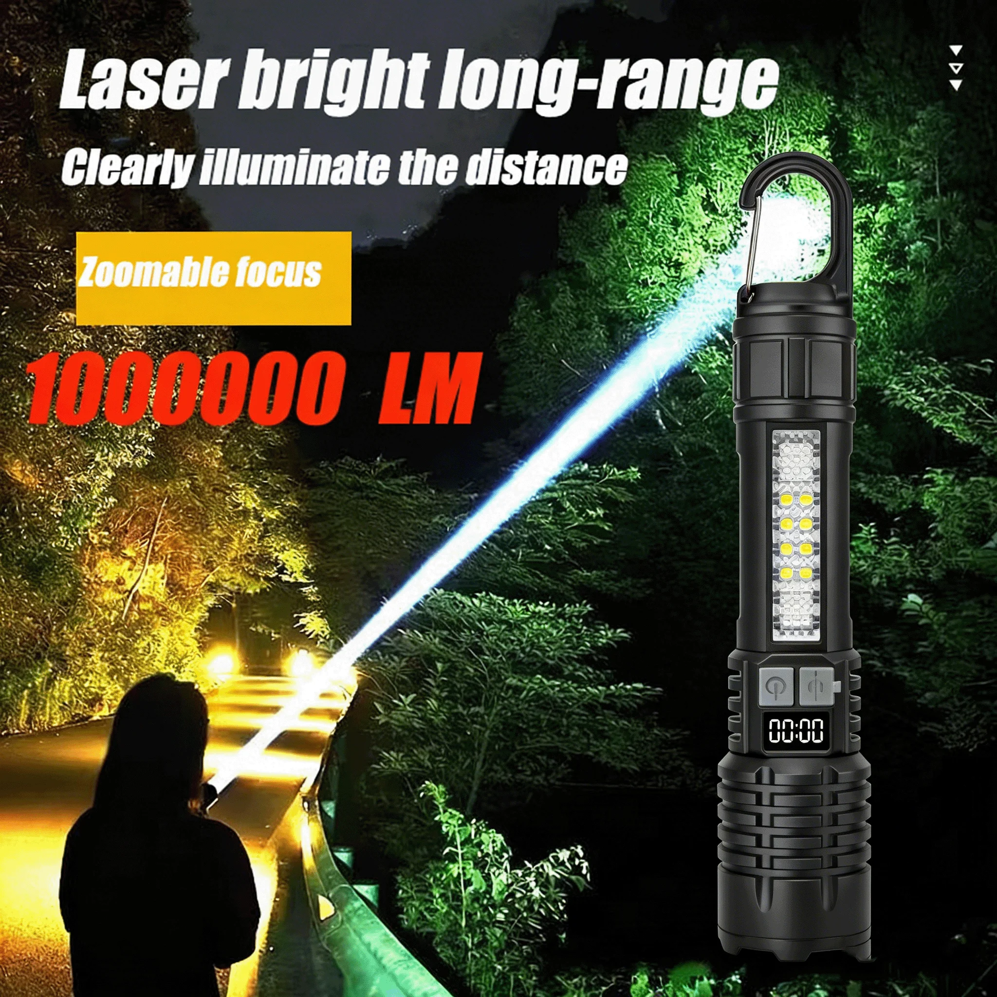 

Перезаряжаемый светодиодный фонарь высокой мощности из алюминиевого сплава с индикатором заряда, водонепроницаемый, для кемпинга и активного отдыха