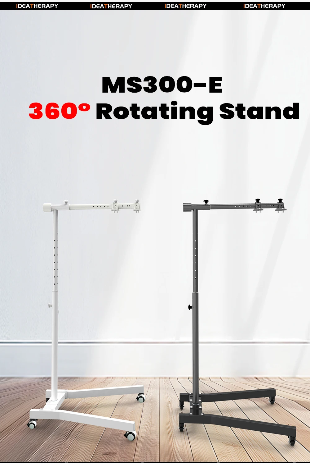 Latest New Stand MS300-E for Red Light Therapy Panel Device Medium Size Device Stand Vertically &Horizontally 360° Rotating