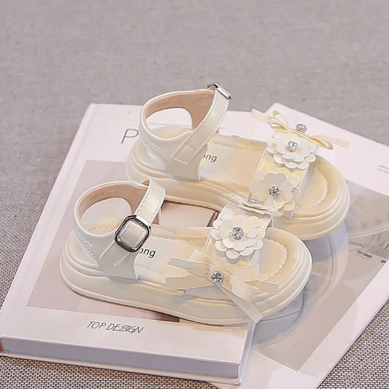 

Korean Style Summer Sandals For Girls PU Leather Waterproof Beach Shoes Anti-slippery Trend Fashion Teenager Girl's Sandals