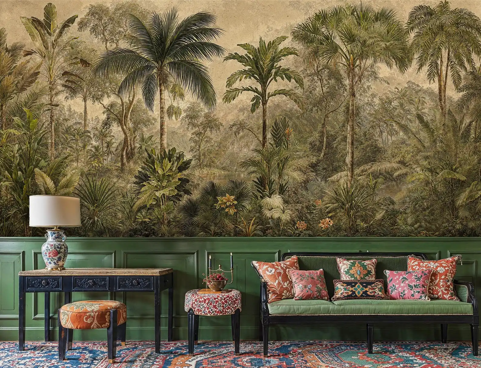 Customized wallpaper vintage tropical jungle wallpaper palm tree banana tree living room, bedroom dining room decoration murals