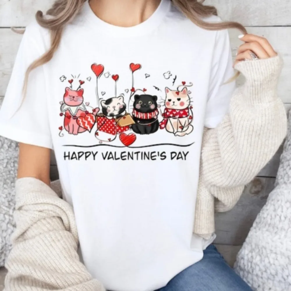 My Cat Is My Valentine Sweatshirt Cat Lover Shirt Cat Love Tee Funny Women's Tshirt Animal Lover Tops Aesthetic Clothes