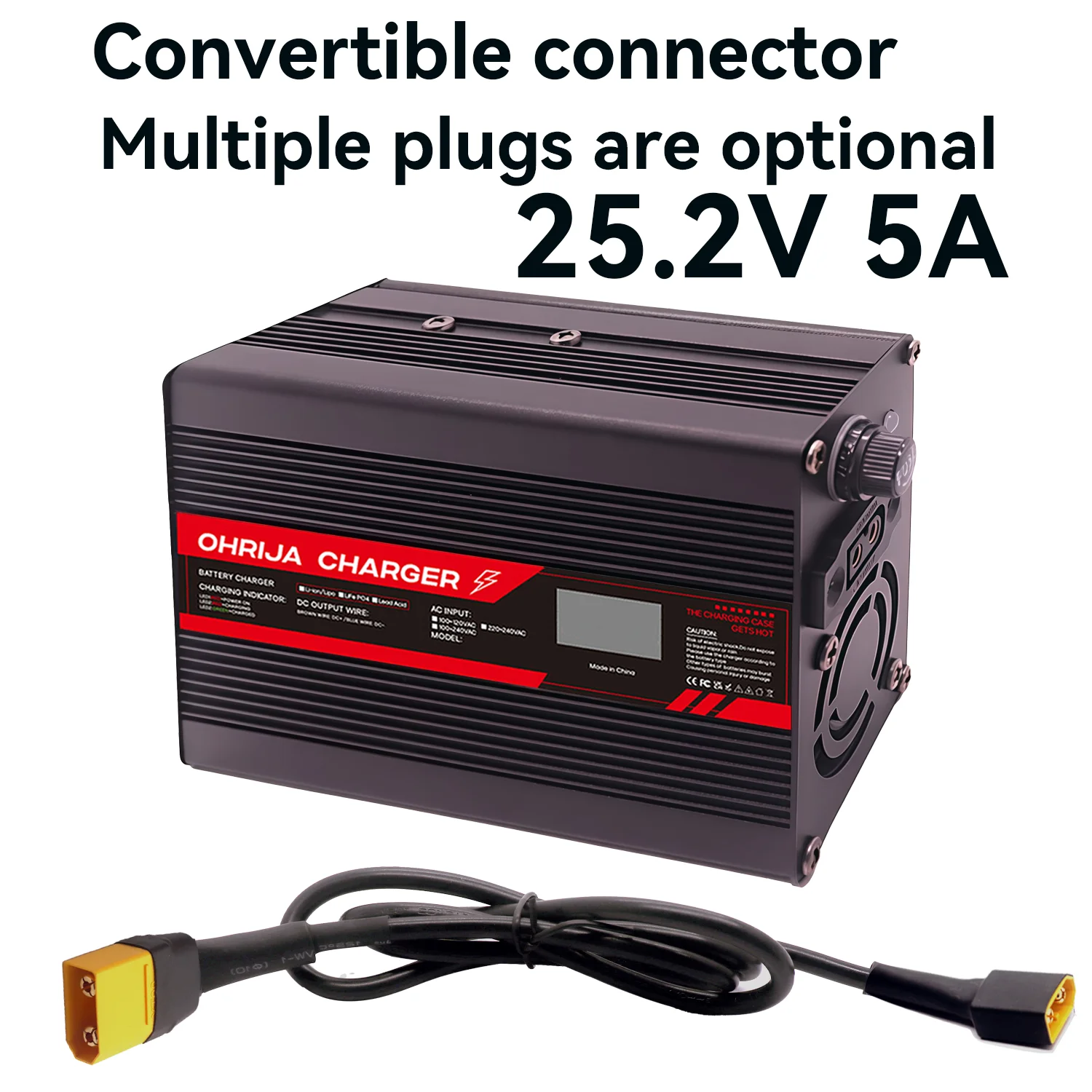 

Быстрое зарядное устройство для литиевой батареи 25,2 В, 5 А для OLED-дисплея 6S, 22,2 В и сменного разъема Быстрая стабилизация с охлаждающим вентилятором