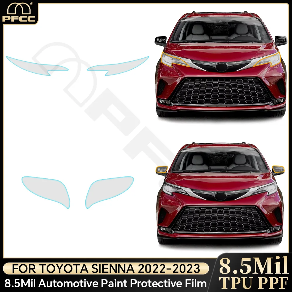 

For Toyota Sienna 2022 2023 Car Headlight Protection Transparent Blackened Repair Anti-Scratch Protective Film TPU Stickers