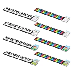 652D Roll Up Piano, 49 Key Multifunctional Electronic Piano Keyboard Foldable Hand Roll Out Piano, Educational Soft Keyboard
