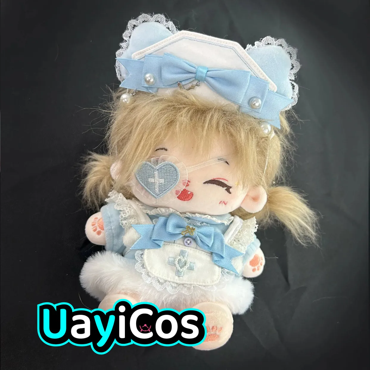 20 سنتيمتر ملابس دمى جرو ممرضة قبعة المئزر الحب قناع عين اللؤلؤ القوس الملابس زي دعوى الزي اكسسوارات أنيمي لعبة لعبة أطفال Gif