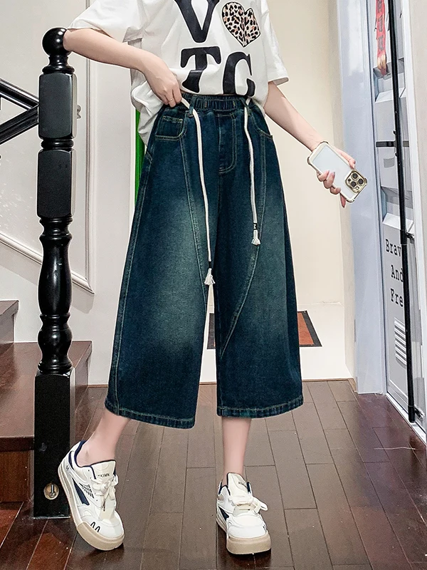 High Waist Wide Leg Jeans Casual Loose plus Size Women's Fashion Slimming Straight Cut Pants Comfortable All-Match Denim Trou...