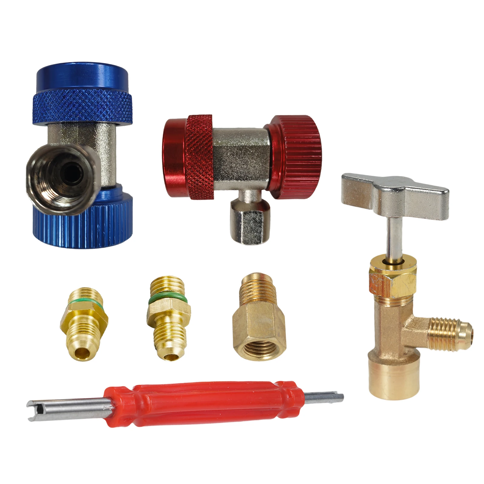 

A/C R134A Adapter Set with Puncture Style R134A Can Tap, AC R134A Quick Coupler Hose Connector Fitting Kit