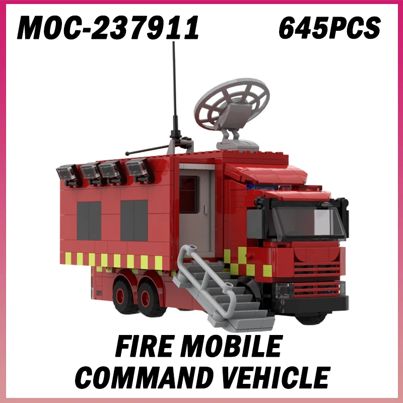 

645PCS MOC-237911 Fire Mobile Command Vehicle Model Building Blocks City Fire Truck Bricks Sets Children's Assemble Toy Boy Gift