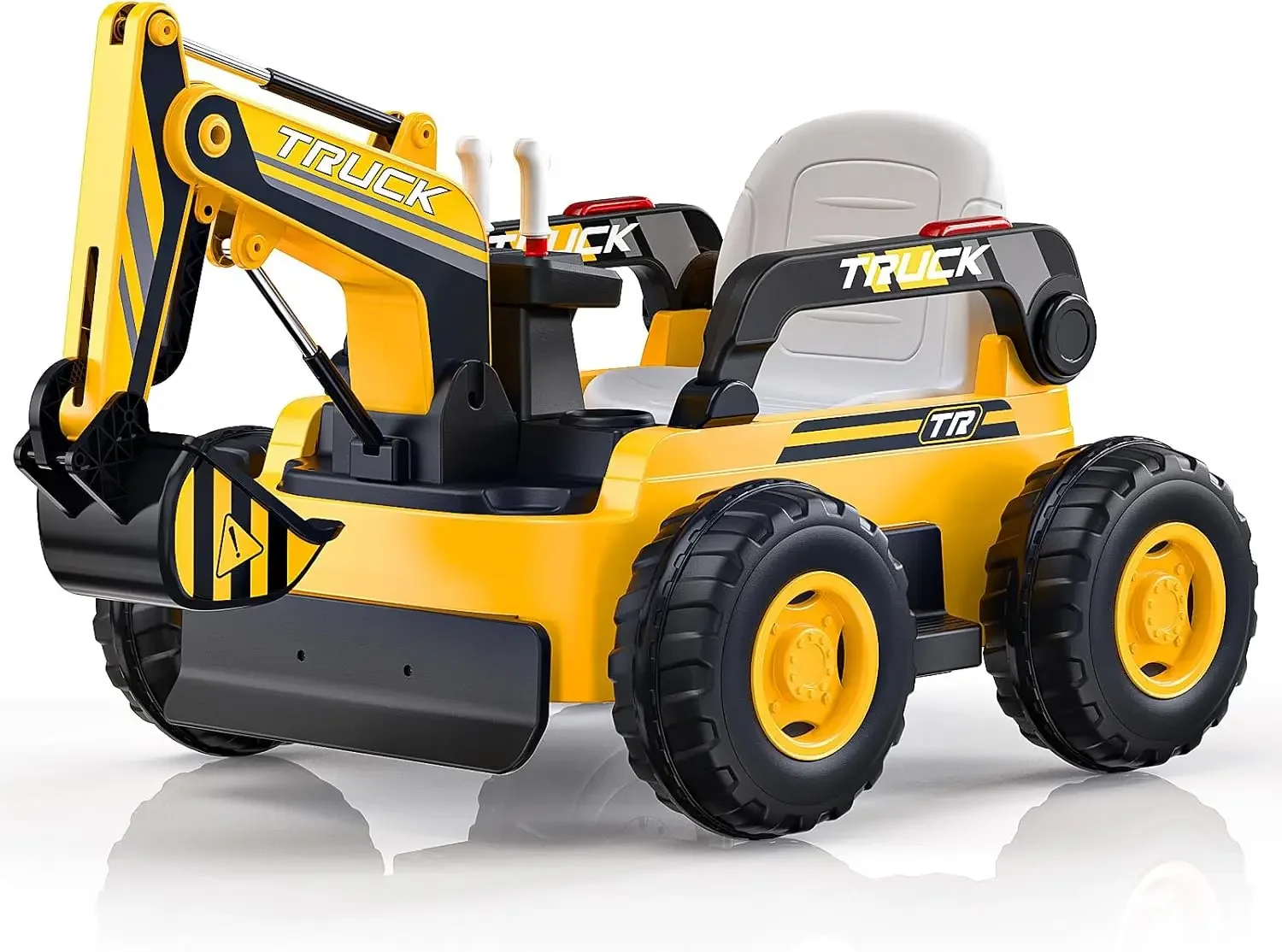 Ride on Excavator, 4WD Ride on Car w/Fully Electric Digging Arm, 4x75W Motor for All-Terrain, 12V 10AH Large Battery