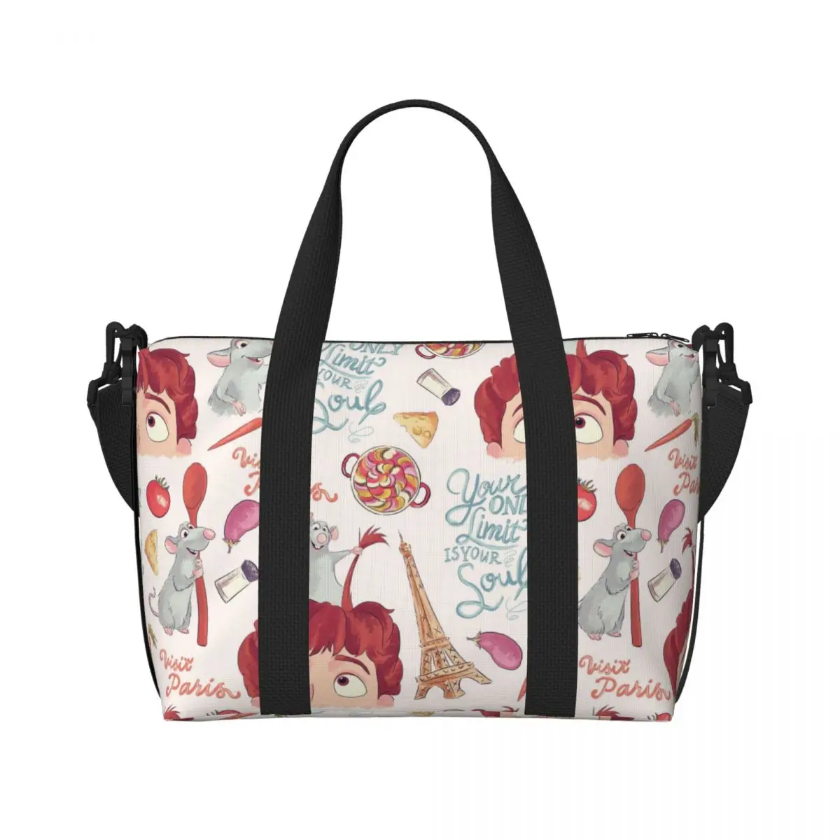 

Custom Ratatouille Wallpaper Beach Tote Bag for Women Big Compartment Gym Beach Travel Bags