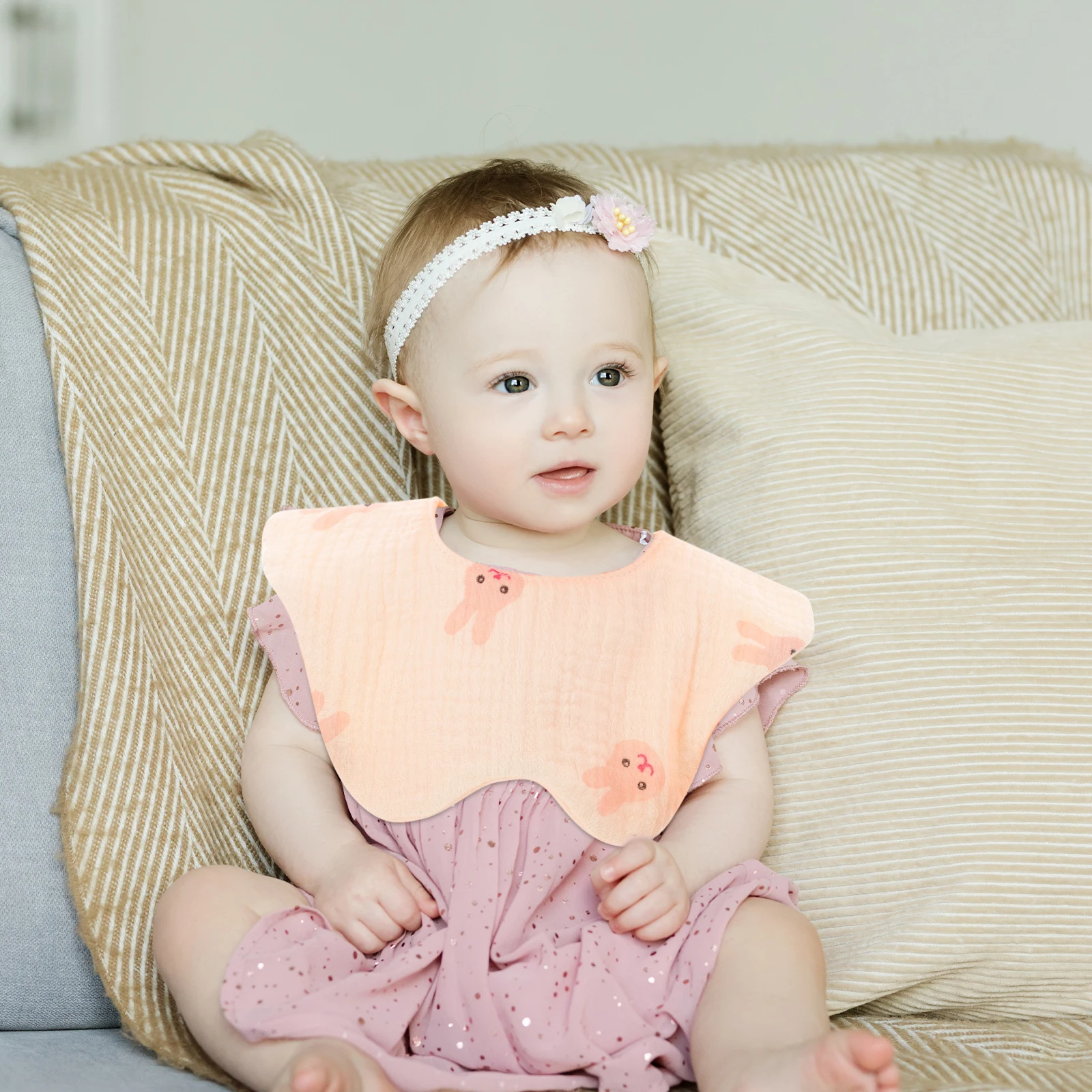 

Baby Rabbit Ear Muslin Cotton Drool Bibs For Newborns Teething Feeding Toddler Soft Absorbent 0-6 Months Ear