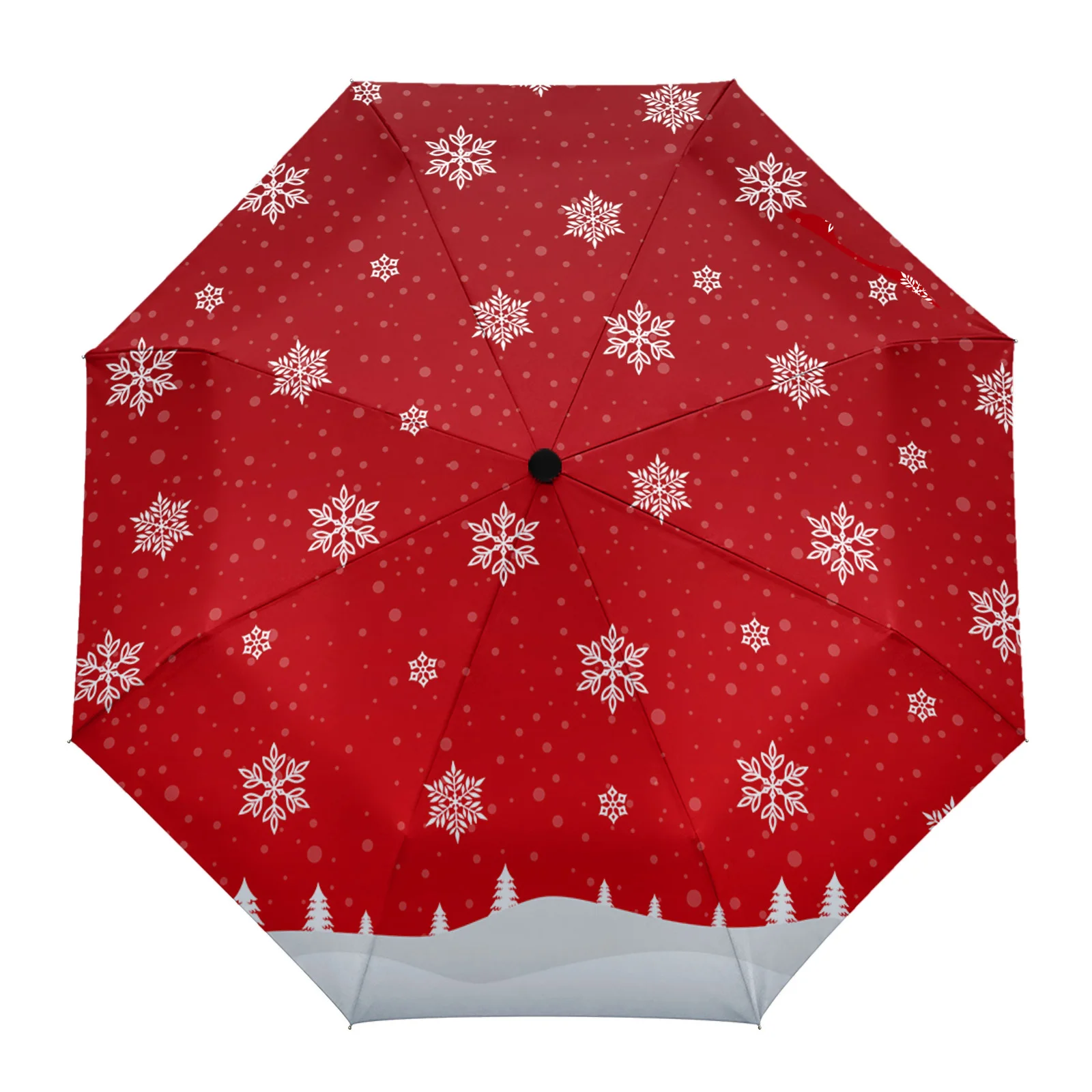 Snowflake Winter Sunshade Parasol Umbrella Non Automatic 3 Fold Foldable Rain UV Protection Umbrella for Women Kids