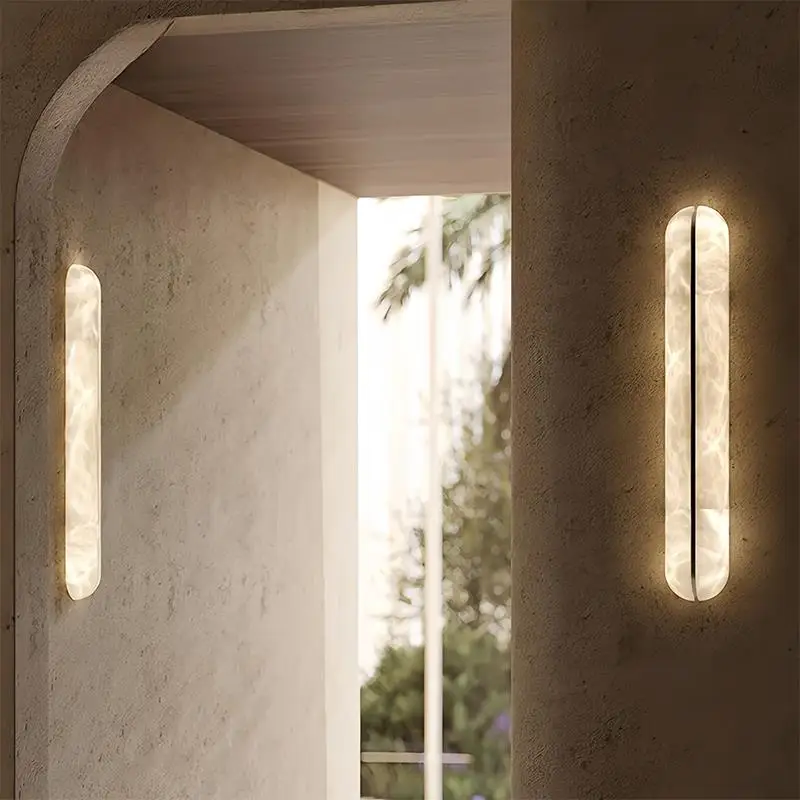 Minimalist Spanish Natural Snowflake Marble LED Wall Lamp Modern Minimalist Light Luxury Living Room Corridor Bedroom Lighting