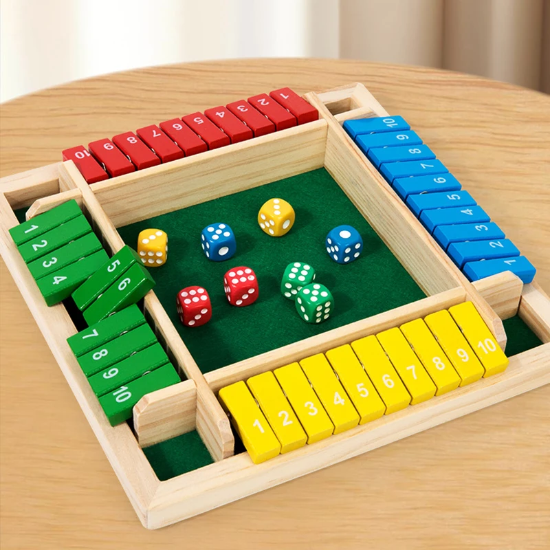 

Shut The Box Dice Board Game Wooden Flaps & Dices Game 4 Players Pub Bar Party Supplies Family Entertainment For Kids & Adults