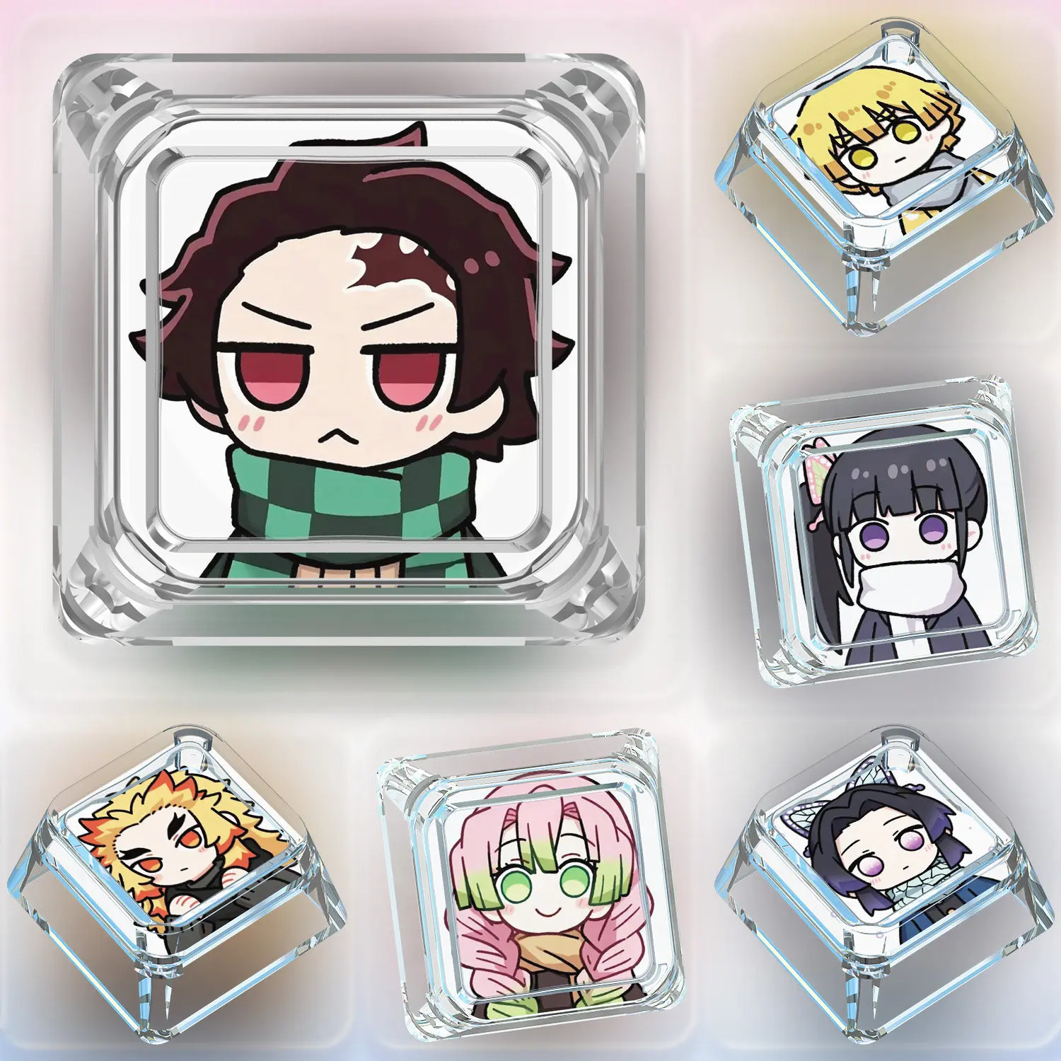 Diy Self Made Goddess Story Kanroji Mitsuri Mechanical Keyboard Keycaps Cross-Axis Mechanical Keyboard Pc Personalized Keycaps