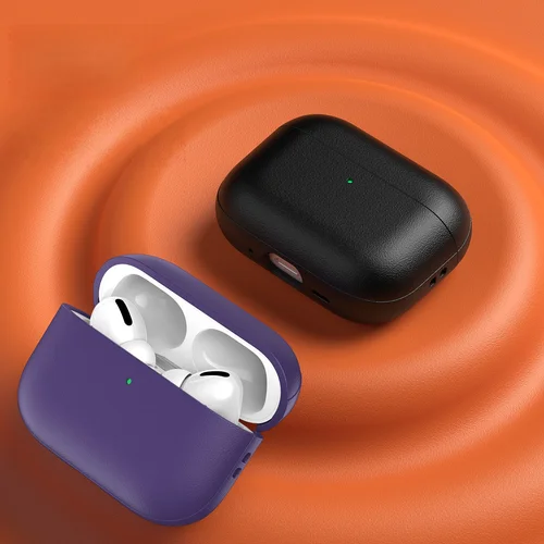 Imagen 2 del producto Para Airpods Pro 3 Funda con textura de cuero Funda protectora suave de TPU a prueba de golpes con cordón y kit de limpieza para Airpods Pro 3