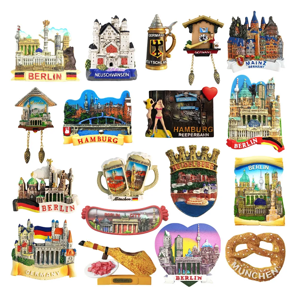 Imán para nevera 3D de Europa y Alemania, recuerdos turísticos, pegatinas magnéticas para nevera, regalo de colección de viaje