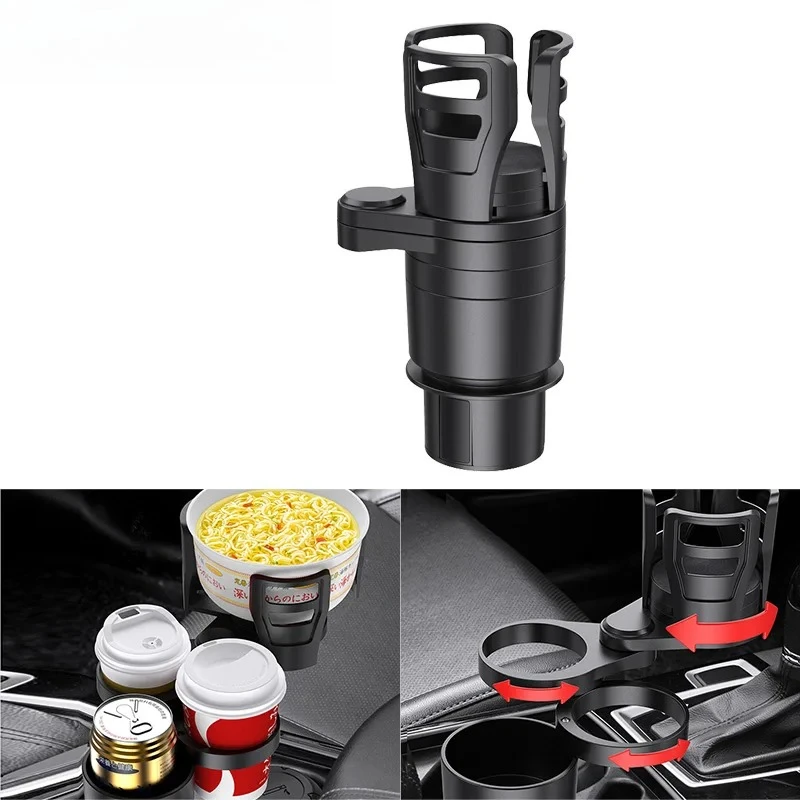 

Multifunctional 4 Cup Holder Expander for Car Adjustable 360°Rotating Stable Cup Holder Coffee Cup Drink Holder Storage Box Auto