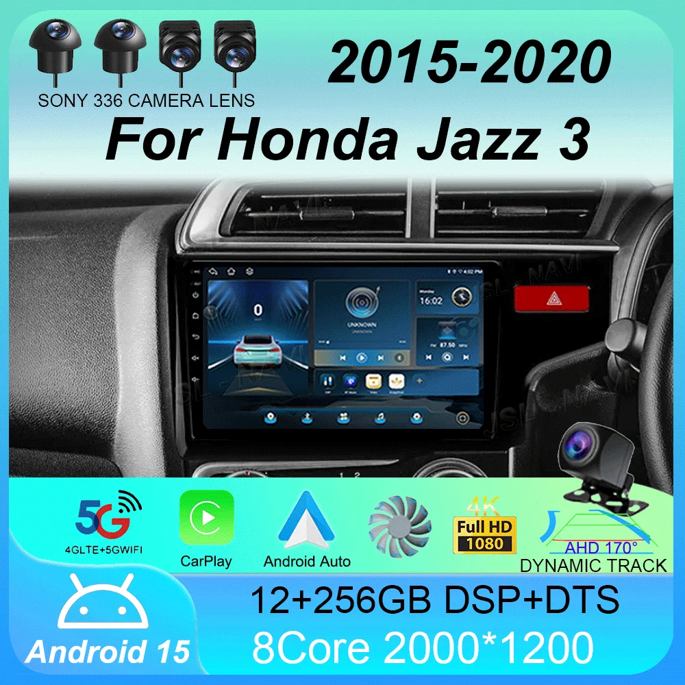 

Android 15 Car Radio Carplay For Honda Jazz 3 2015-2020 Fit 3 GP GK 2013-2020 RHD Multimedia Video Player Stereo GPS Head Unit