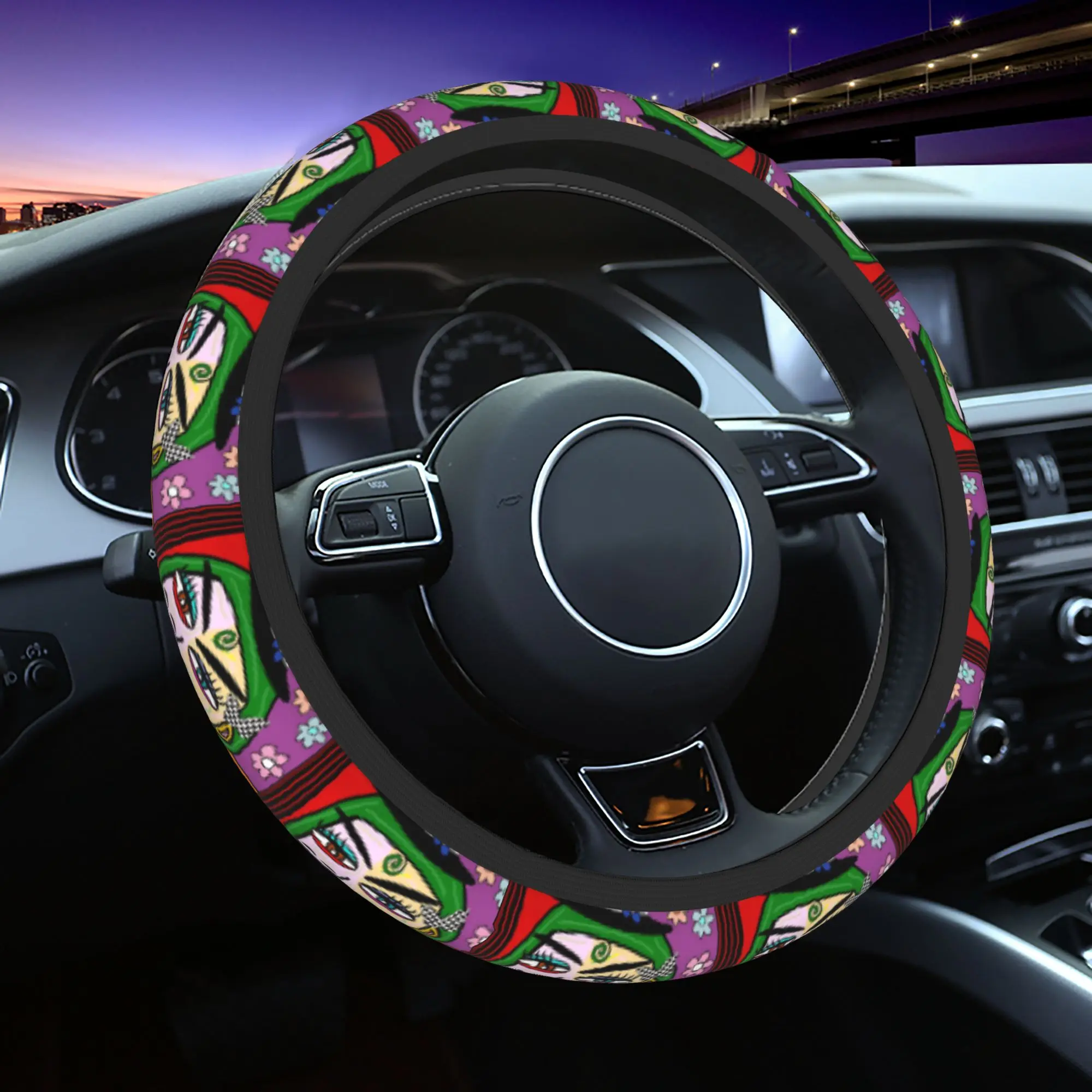 

38cm Steering Wheel Covers Funky Picasso Braid On The Steering Wheel Cover Car-styling Elastische Automobile Accessory