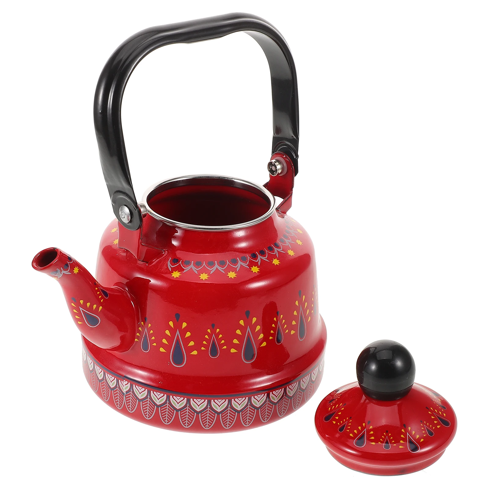 

Enamel Kettle Stovetop Water Boiler Teapot Red Vintage Travel Coffee Kettle Tea Serving Pot Retro Style