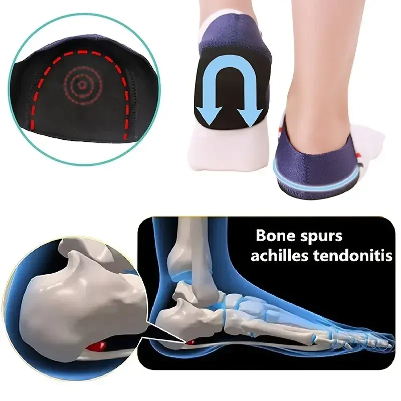【Gran oferta】Calcetines con almohadilla de silicona súper suave para el talón, para hombres y mujeres, protección contra el dolor de talón, almohadilla para el talón, cubierta para el talón con velcro