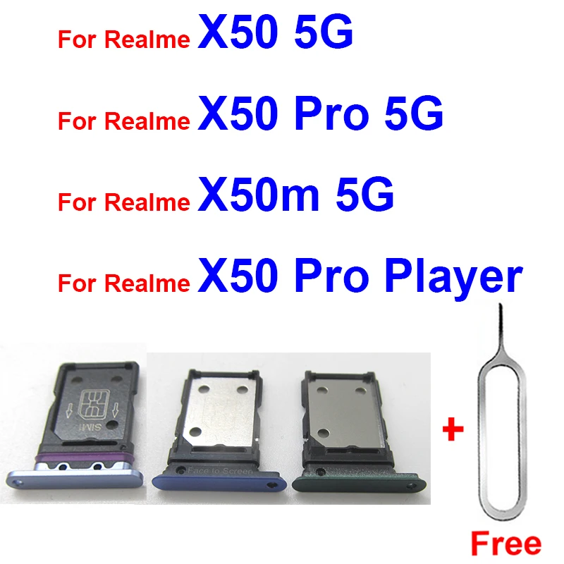 

For Realme X50 5G X50 Pro Player X50M 5G Dual Nano Sim Card Tray Reader Holder Replacement Parts