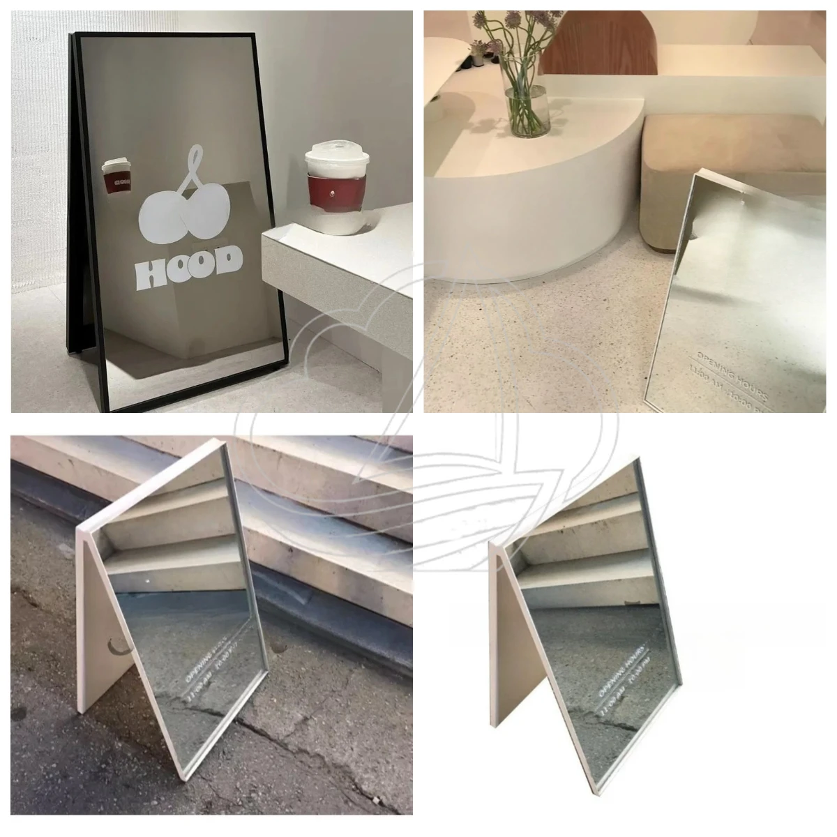 Mirror Surface Creative Iron Triangle Standing Sign, Coffee Shop Decorative Promotional Billboard