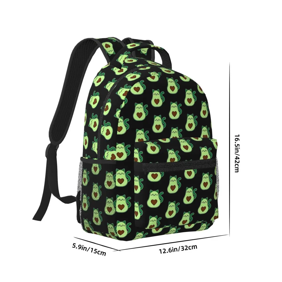 Avocado Cat - Avogato- Avocato - Avocado Lover - Cat Lover New Fashionable Pattern School Bag Print Lightweight Backpack 17in