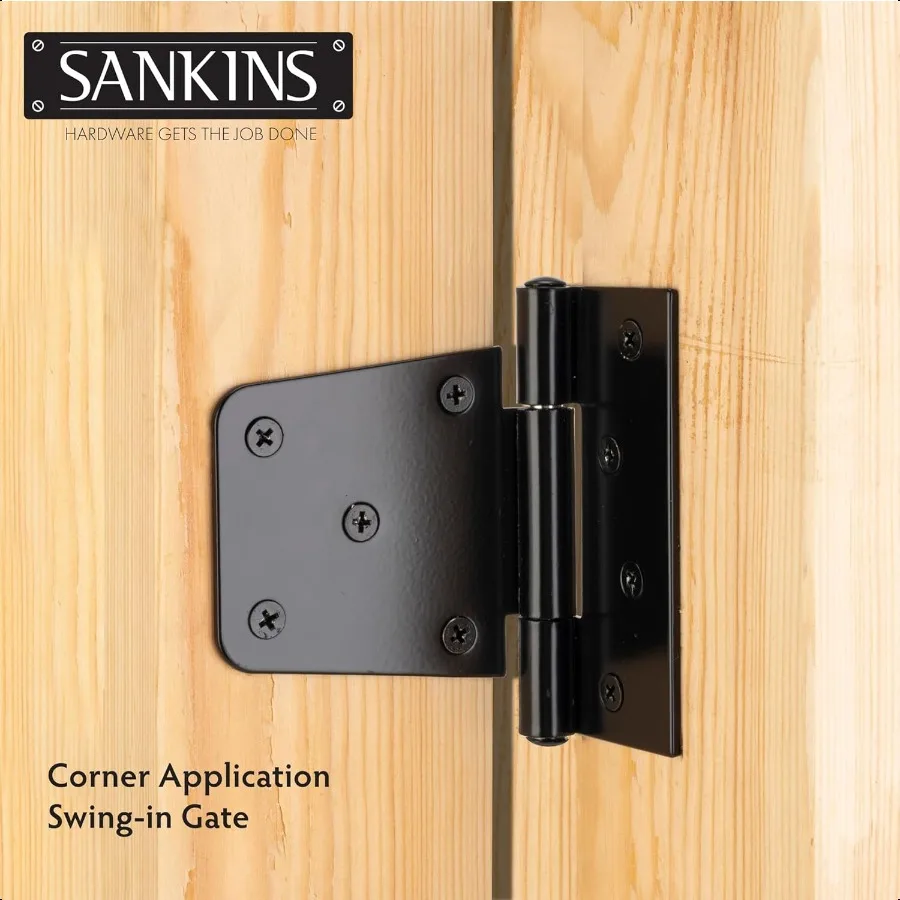 31 2 dobradiças de portão resistentes, dobradiças de porta de ferro preto com parafusos, dobradiças duráveis para cerca de madeira, portão, galpão, porta de celeiro